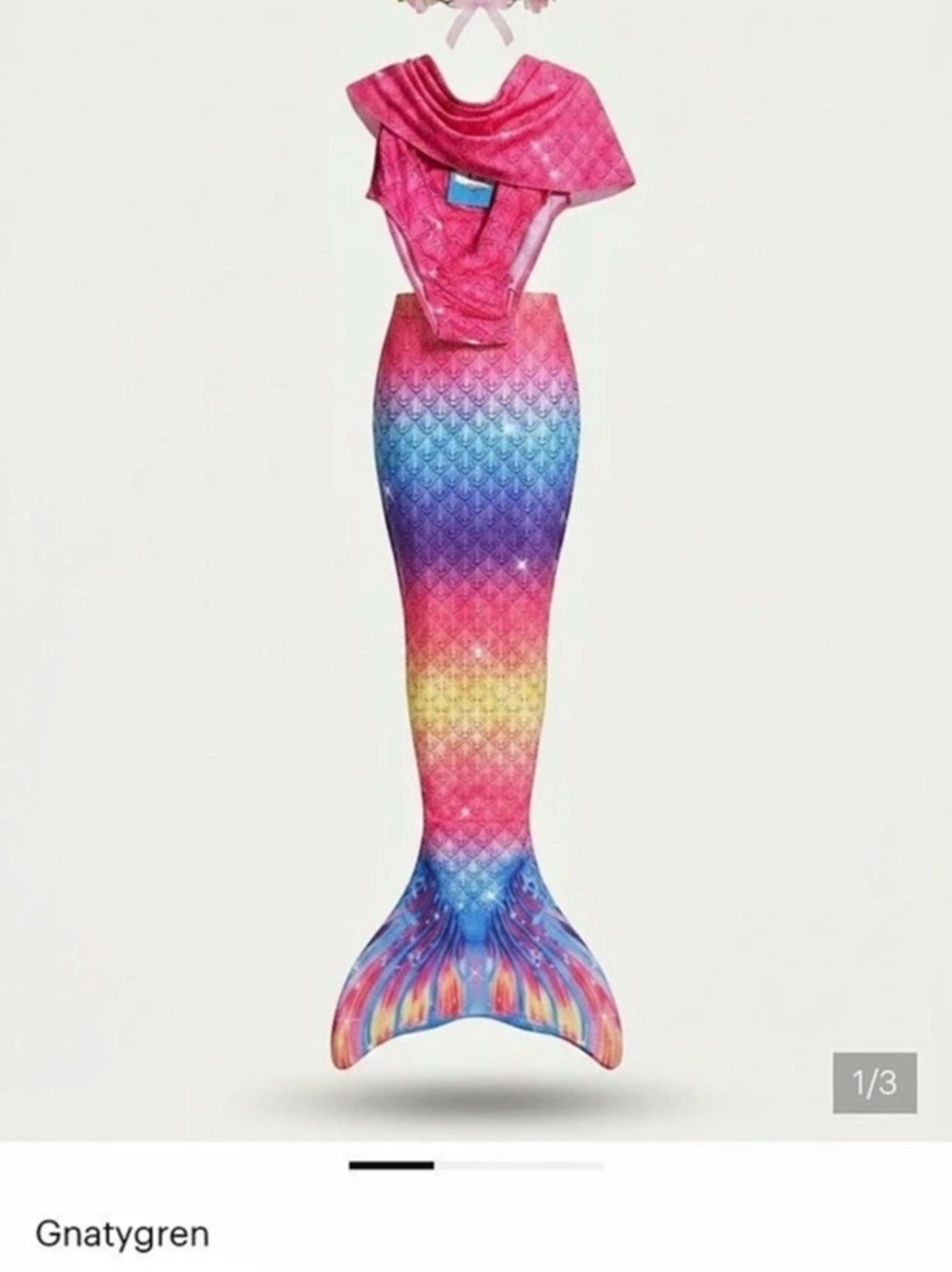 Gnatygren Girls Pink Multicolor Mermaid One-Piece Swimsuit
